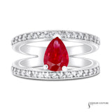 Anemone - 14KT White Gold Pear Ruby Ring