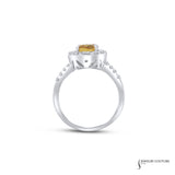 Lantana - 14KT White Gold Halo Ring with Round Orange Sapphire