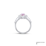 Carnation - 14KT White Gold Halo Ring with Oval Pink Sapphire
