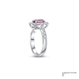 Carnation - 14KT White Gold Halo Ring with Oval Pink Sapphire