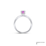 Chrysanthemum - 14KT White Gold and Pink Oval Sapphire