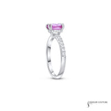 Chrysanthemum - 14KT White Gold and Pink Oval Sapphire