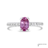 Chrysanthemum - 14KT White Gold and Pink Oval Sapphire