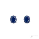 14KT White Gold Oval Blue Sapphire Stud Earrings – 3.5CT Statement Elegance
