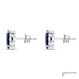 14KT White Gold Oval Blue Sapphire Stud Earrings – 3.5CT Statement Elegance