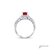 Cymbidium - 18KT White Gold Oval Orange Sapphire Ring