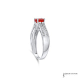 Cymbidium - 18KT White Gold Oval Orange Sapphire Ring