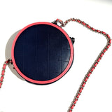 Chanel color pop Round Clutch with Chain Quilted Lambskin Blue Pink