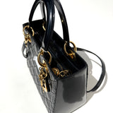 DIOR Dior Black Medium Patent Cannage Lady Dior Pre-Owned