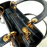 DIOR Dior Black Medium Patent Cannage Lady Dior Pre-Owned
