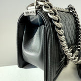 CHANEL Black Quilted Caviar Leather Small Boy Flap Bag