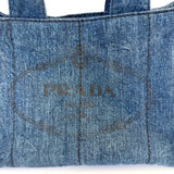 PRADA Prada Blue Canapa Logo Denim Satchel Pre-owned