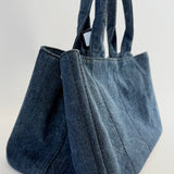 PRADA Prada Blue Canapa Logo Denim Satchel Pre-owned