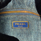 PRADA Prada Blue Canapa Logo Denim Satchel Pre-owned