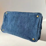 PRADA Prada Blue Canapa Logo Denim Satchel Pre-owned