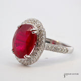 Celosia - 14KT White Gold Oval Ruby Pavé Diamond Engagement Ring