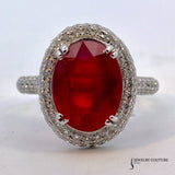Celosia - 14KT White Gold Oval Ruby Pavé Diamond Engagement Ring