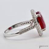 Celosia - 14KT White Gold Oval Ruby Pavé Diamond Engagement Ring