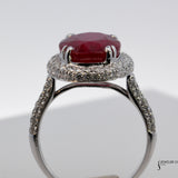 Celosia - 14KT White Gold Oval Ruby Pavé Diamond Engagement Ring