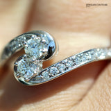 Twin - 14KT White Gold Diamond Swirl Engagement Ring
