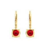 14KT Yellow Gold Garnet and Diamond Earrings – 4CT Garnet & 24CT Diamonds, 25mm Elegant Drop Design