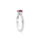 Spirea - 14KT White Gold 3 Stone Oval Rhodalite Garnet and Diamond Ring