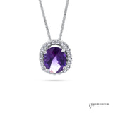 Pansies - 14KT White Gold Amethyst and Diamond Halo Charm