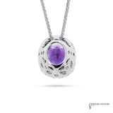 Pansies - 14KT White Gold Amethyst and Diamond Halo Charm