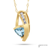 Flexuosa - 14KT Yellow Gold Trillion-Cut Aquamarine and Diamond Pendant