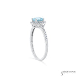 Perovskia - 14KT White Gold Aquamarine and Diamond Ring
