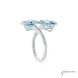 Vanda - 14KT White Gold Oval Aquamarine and Diamond Halo Bypass Ring