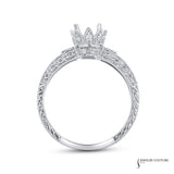 Crown - 18KT White Gold Round Channel Set Semi-Mount Engagement Ring