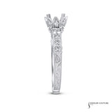 Crown - 18KT White Gold Round Channel Set Semi-Mount Engagement Ring