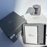 Authentic Dior Blue Sapphire Crystal Watch – 33MM Stainless Steel with 233 Diamonds