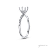 Clover - 14KT White Gold Round Semi-Mount Engagement Ring