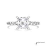 Bellflower - 14KT White Gold Round Gold Semi-Mount with Diamond Hidden Halo