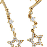14KT Yellow Gold Diamond Star Dangle Earrings – Celestial Elegance in Every Drop