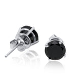 Black Diamond Stud Earrings in 14K White Gold – Classic Four-Prong Setting