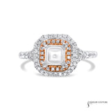Coral - 18KT White Gold and Rose Gold Princess Semi-Mount Engagement Ring