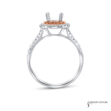 Coral - 18KT White Gold and Rose Gold Princess Semi-Mount Engagement Ring