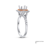 Coral - 18KT White Gold and Rose Gold Princess Semi-Mount Engagement Ring