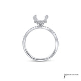 Bellflower - 14KT White Gold Round Gold Semi-Mount with Diamond Hidden Halo