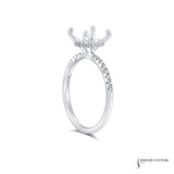 Bellflower - 14KT White Gold Round Gold Semi-Mount with Diamond Hidden Halo
