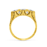 Antique-Inspired 18KT Yellow Gold Diamond Ring – Hand-Engraved with Vintage Charm