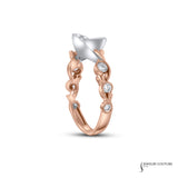 Rose - 18KT Rose Gold and White Gold Round Rose Semi-Mount Engagement Ring