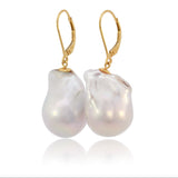 14K Yellow Gold Baroque Freshwater Pearl Drop Earrings – Unique Artisan Design