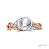 Rose - 18KT Rose Gold and White Gold Round Rose Semi-Mount Engagement Ring