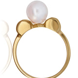 Pearl & Diamond Ring 14K Yellow Gold – 0.20 CTW, Size 6.75