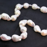 14K White Gold Baroque Pearl Necklace – 18" Cultured Pearls with Filigree Clasp