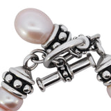 Sterling Silver Freshwater Pink Pearl Necklace – 18” Toggle Clasp – Hand-Strung Jewelry